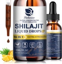 16 v 1 Shilajit Resin Tekoča kapljica, Shilajit W/Ginseng, Kurkuma, Rhodiola, Wolfberry, Amla & Vitamins, Shilajit dodatek za moške in ženske z 85+ Trace Minerals & Fulvic Acid, 1 Fl Oz