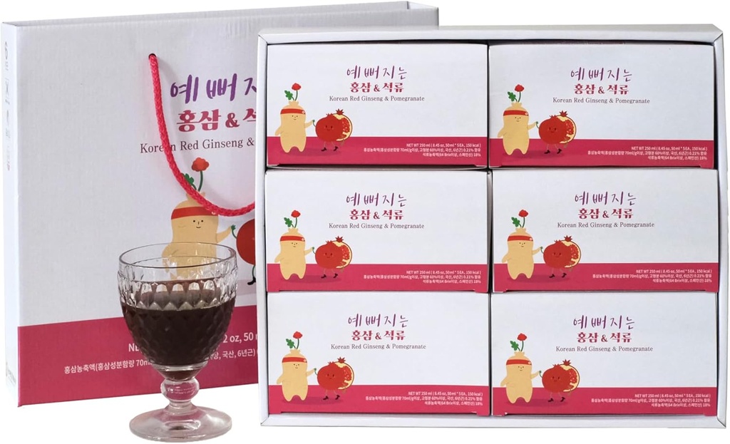 SAMSIDAE Korean Red Ginseng and Pomegranate Juice. Healthy Alternative Juice for Men and Women. K-Food. Made in Korea