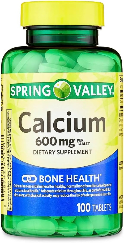 Spring Valley - Kalsium 600 mg (pakke med 2) 200 Totalt belagte tabletter