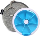 Pill Cases Weekly InVODA גלולות ארגן 7 ימים 3 פעמים תרופות גלולה Dispenser Push Button Rotate Pill Planner עם 7 השוואתיות (Blue+Bag)