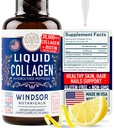 Liquid Collagen for Women and Men with Biotin - 30,000mcg Hydrolyzed Collagen Liquid Peptides Supplement plus Biotin for Hair, Skin, Nail Support - Sublingual Drops or in Drinks - Natural Lemon, 2 oz