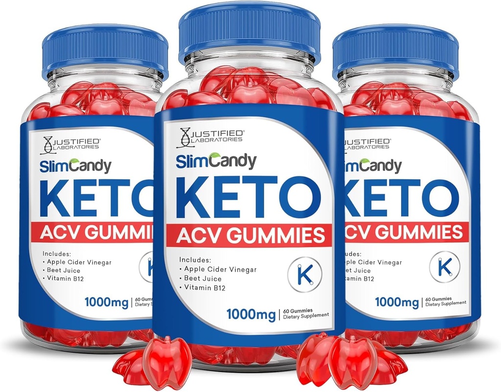 (3 Pack) Slim Candy Keto ACCV Gummies Advanced Formula 1000MG SlimCandy Keto Gummies Jabłko Cydr Octan dodany z Pomegranat Sok buraczany Proszek B12 Wegan Non GMO 180 Gummys