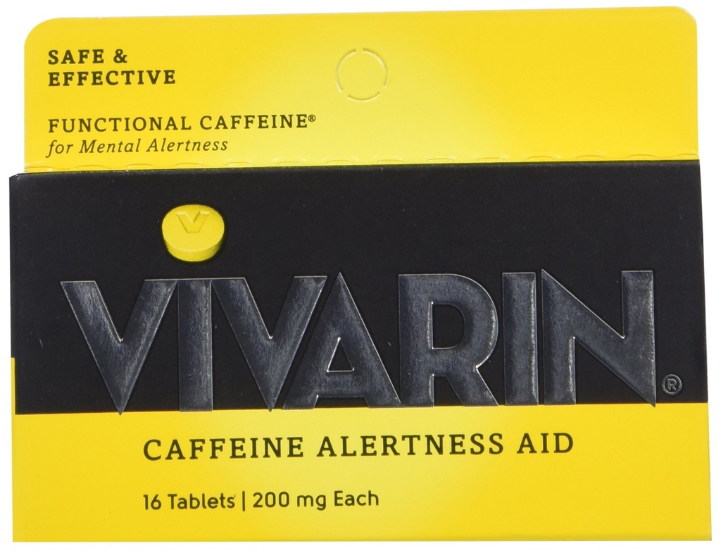 Vivarin, Caffeine Pills, 200mg Caffeine in Each Tablet, Safely and Effectively Helps You Stay Awake, Alertness Aid, Energy Supplement, 16 Tablets - 3 Pack