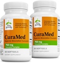 Terry Naturally CuraMed 750mg - Antioxidant Supplement for Brain & Heart Health - Supplement with High-Potency Curcumin Complex - Kidney, Liver & Immune Health Support - 30 Softgels (Pack of 2)