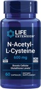 Life Extension N-Acetyl-L-Cysteine (NAC), Immuunirese, hengitysterveys, maksan terveys, NAC 600 mg, antioksidantti puolustus, vapaa radikaalit, helppo absorb, 60 kapselia