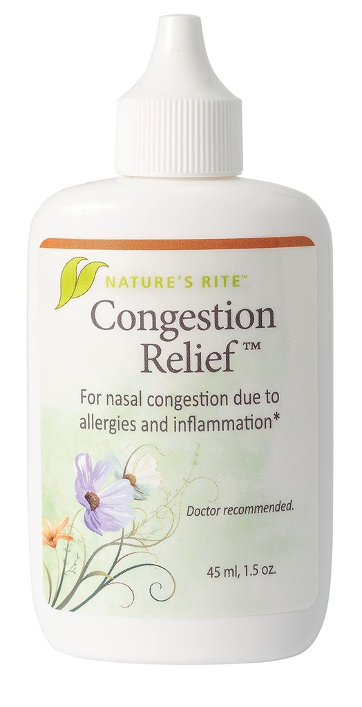 Nature's Rite Nasal Spray Decongestant, Congestion Relief, 1.5 oz. (45 mL), Portable, All Natural Sinus Nose Spray, Non-Addictive Sinus Relief for Allergy & Pollution Irritation