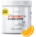 Livingood Suplemento diário de alta dose de vitamina C em pó, 2,600 MG ácido ascórbico pó suporta imunidade e saúde da pele, Vitamina C em pó com Quercetin, Adoçado com Stevia, Vegan, 30 Servings