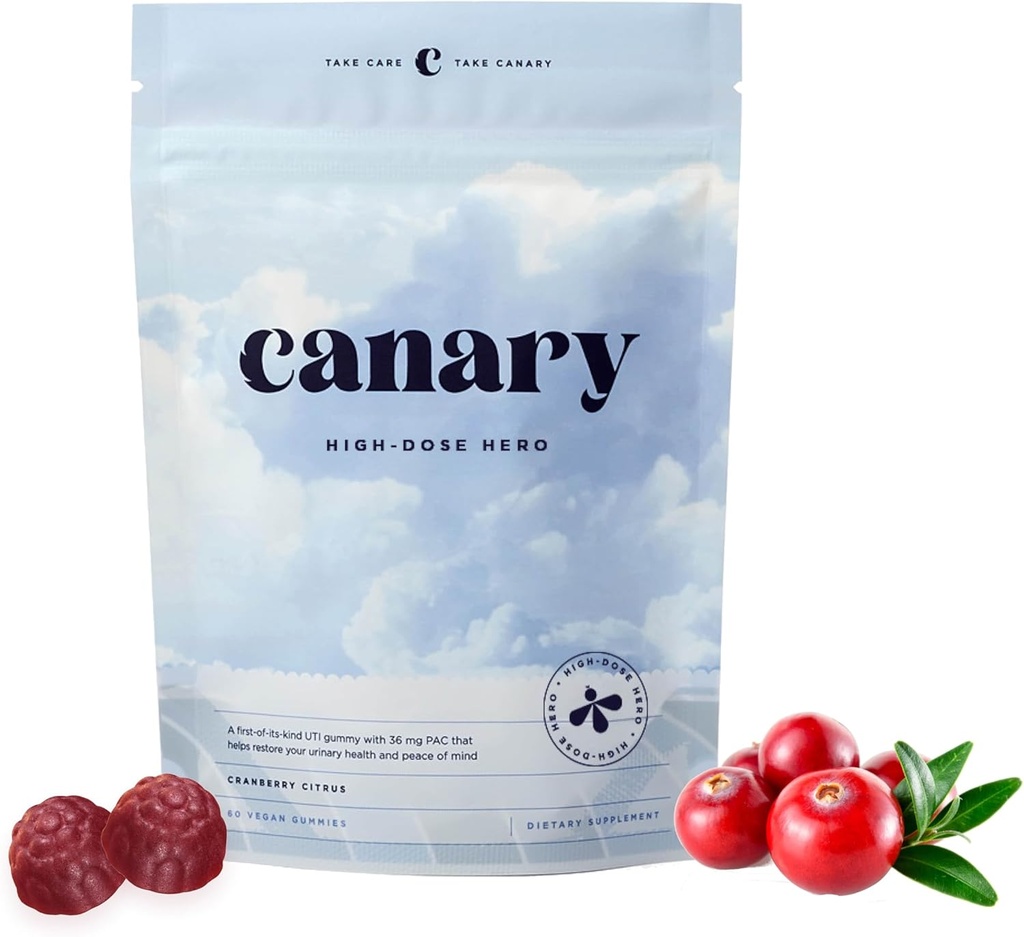 Pahlawan Tertinggi Canary-Dose - Urinary Trakt Kesehatan Gummies, Membantu Cleanse & Melindungimu, Cranberry Flavor Natural Delicious, 60 Gummies