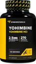 PrimaForce Yohimbine HCl 2.5mg, 270 kapslar - Premium Supplement, Boosts Performance, Zero Fillers, Non-GMO och Gluten Free