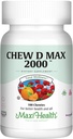 Maxi Health Chewable Vitamin D3 2000 IU Supplement - Delicious Natural Bubble Gum Flavor - Supports Calcium Absorption, Immune and Bone Health