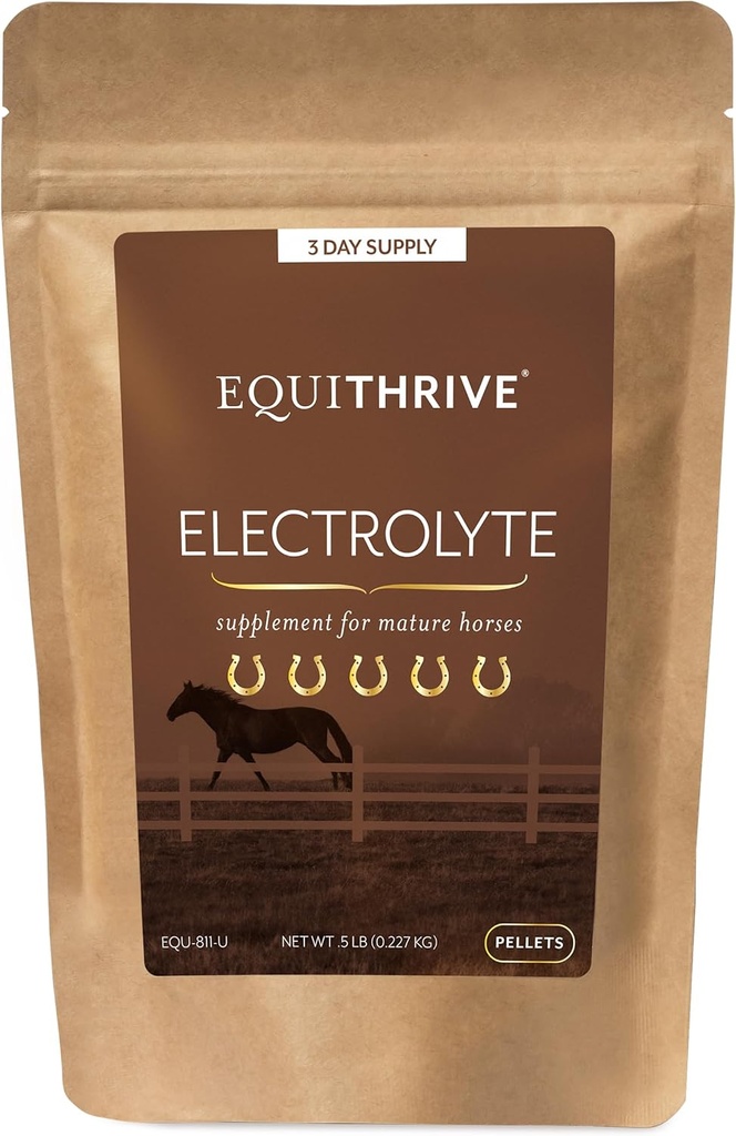 Equithrive Horse Electrolyte Pellets, ויטמינים ומינרלים תוספת, Equine Feed Supplies for Training and Competition, .5 lbs, 3 יום אספקה