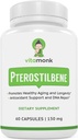 VitaMonk Pterostilbene 150mg Kapsler Ingen kunstige fyllstoffer - soya gratis Trans-Pterostilbene Supplement som fremmer sunn aldring og lang tid - 60 Veggie-Caps - Forbedret Resveratrol