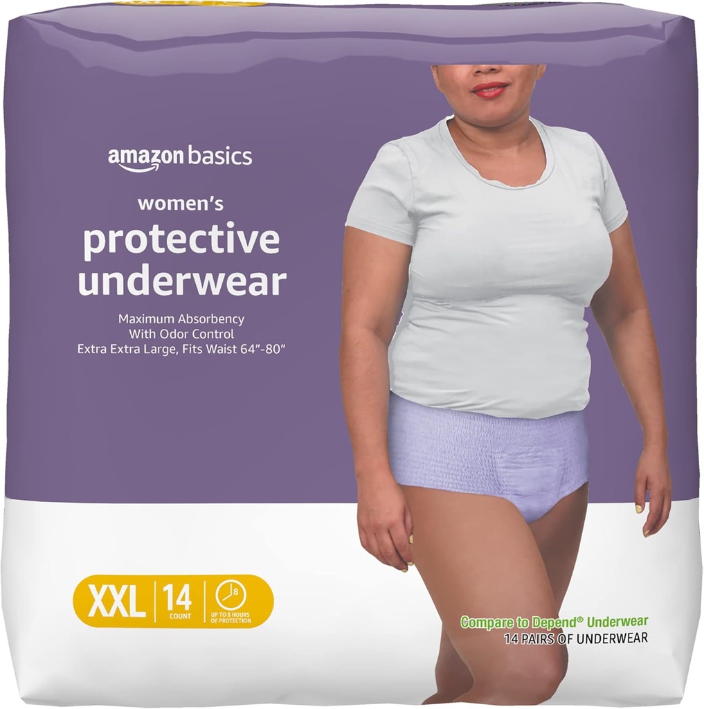 Bàsics Incontinència per a Dones, protecció, Disposables, Postpartum, màxim Absorbència, XX-Large, Laveder, 14 comte