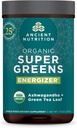 Nutritie antica Ecologic SuperGreens Energizer Powder cu Probiotice si B12, Made from Real Fruits, Legume si Herbs, for Digestive, Detoxifiere and Energy Support, 25 Servings