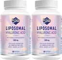 Liposomal Hyaluronic Acid Təhsil 1000mg-High Bio texnologiya Hyaluronic Acid Capsules - Double Strength Skin Hydration üçün 200 mg Tremella Polysaccharides ilə,Joint yağlama,2 Paket