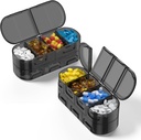 Iganädalane Pill Korraldaja Reisimine, 2/3/4 korda päevas, Kahepoolne avamiskujundus, Kaasaskantav Pill Kast Kalaõlide / Ravimite / Vitamiinide / Lisandite hoidmiseks (2PC Black)
