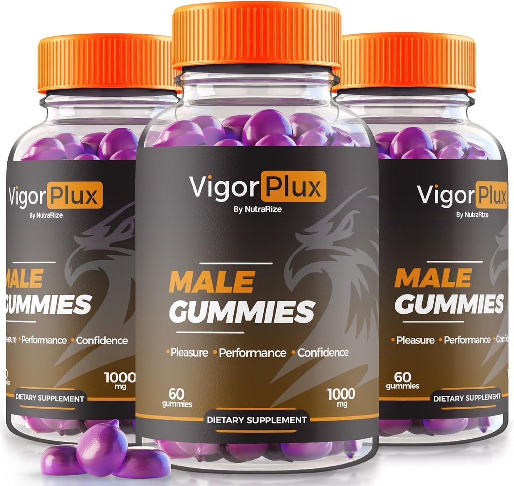 NutraRize (3 Pack) Vigor Plux, VigorPlux Pastilhas masculinas, VigorPlux Gummies for Men, All-Natural Supplement to Support Global Performance and Confidence, Official Gummy s Formula Reviews (180 Gummies)
