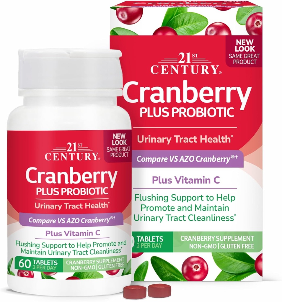 21st Century Cranberry Plus tablete probiotice, 60 Count