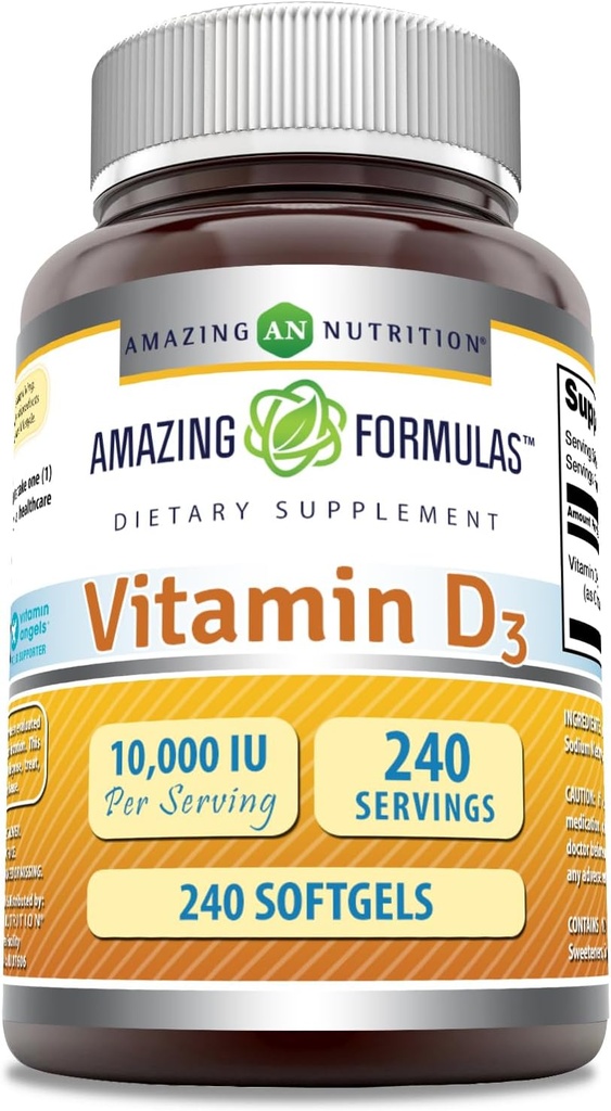 Formules étonnantes Vitamine D3 (Cholecalciferol) Supplément de 10 000 UI 240 Softgels (en anglais seulement)