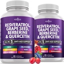 NEW AGE Resveratrol, Berberine, Grape Seed Extract, Quercetin, Supplement for Women and Men with Noni, N-Acetyl Cysteine, Acai - 120 Capsules