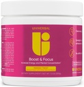 Univerzální U Boost & Focus Powder, Zvýšení energie a kognitivní výkon, Pre Workout, Vlastní dávkování, VIT B12, Niacin, Cholin, L-Tyrosin, No umělé Flavors, 30 Služeb (Mango Twist)