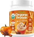 Orgain Organic Vegan Protein Powder, Pumpkin Spice Sazonal Flavor - 21g de proteína vegetal, 5g de fibra prebiótica, Sem ingredientes de lactose, Sem açúcar adicionado, Não-GMO, Para batidos e smoothies, 1.02 lb