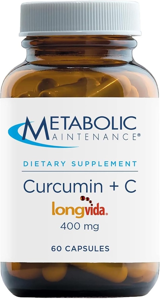 Medžiagų apykaitos priežiūros Curcumin + C - Longvida + Vitaminas C Sustiprintas Curcumin papildas smegenų funkcijos ir bendro mobilumo (60 kapsulės)