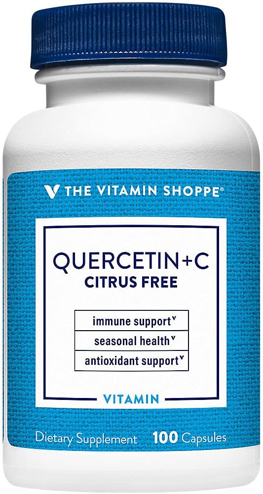 La Vitamina Shoppe Quercetina + Vitamina C, Citrus Gratis, Antioxidante que soporta una inmune saludable para todas las estaciones (100 cápsulas)