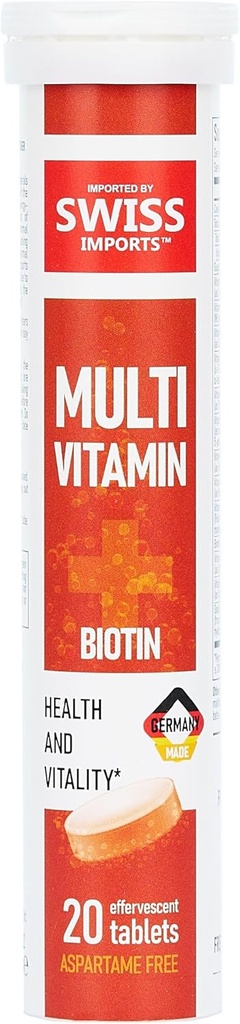 Multivitamínicos eferentes + Biotina para o benestar e Vitalidade Suplemento dietético con vitaminas C, E, B1, B2 B6, B12, A, e D3, 3-Pack, 60 tabletas