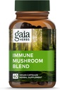 Gaia Herbs Immunamic Mushroom Blend - Imuninės paramos grybų priedas, skirtas Mear- Round Health * - su Reishi, Cordyceps, Turkey Tail, Shiitake, ir Chaga Mushroom - 40 Vegan Capsules (40 dienų tiekimo)