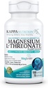 Kappa Nutrition drivs av MagbrainTM Magnesium L-Threonate Plant-Based, 420mg Elemental Magnesium (3 kapslar) från 2 253mg, 150 Vegan Capsules, Brain, Sleep & Muscle Support.