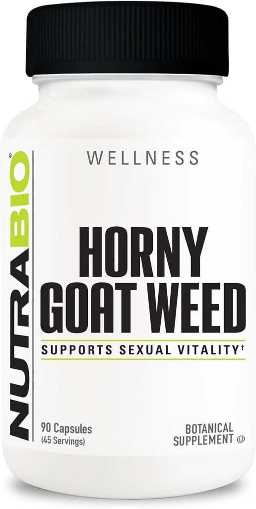 NutraBio Horny Geat Weed Extract Supplement, 500mg - for både mænd og kvinder, Hjælper support energi og vitalitet, 90 Vegetabilske kapsler