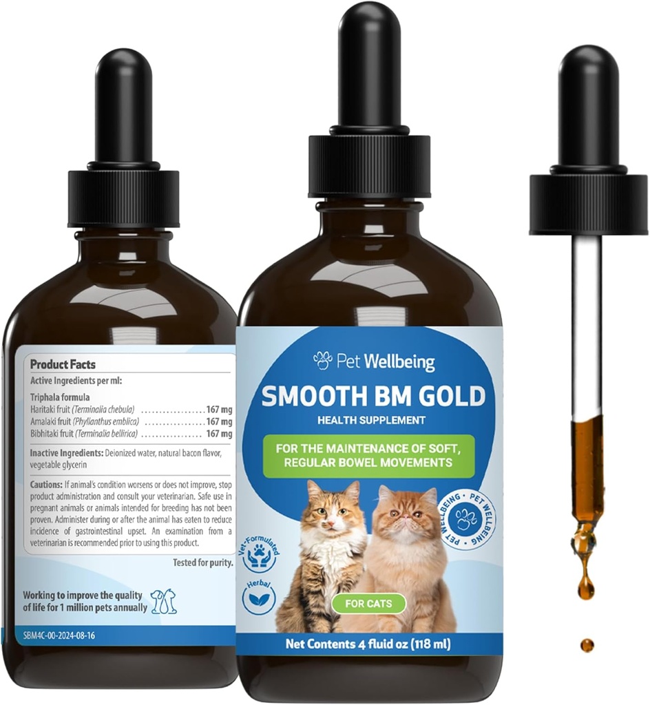 Pet Wellbeing Smooth BM Gold for Dog & Cats - Förstoppningshjälp & Stool Softener, Stöder Hälsosamma tarmrörelser - Naturgödsel 4 uns (118 ml)
