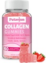 Collagen Gummies | Hair, Skin & Nails Gummies con Biotin Vitamin C, E, & Zinc | Strawberry Flavored | Collagen for Women | Strawberry Flavored | 60 Count