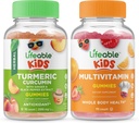 Lifeable Turmeric Curcumin Uşaqlar + Multivitamin Uşaqlar, Gummies Paket - Böyük Tasting, Vitamini, Gluten Free, GMO Free, Chewable Gummy