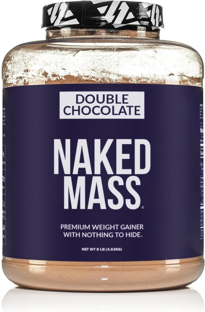 NAKED Double Chocolate Mass - 1,260 Калорії, 50G Білок, Ніщо штучний. All Natural Weight Gainer білковий порошок - 8Lb Bulk, GMO Free, клейковини безкоштовно & Соєвий безкоштовно