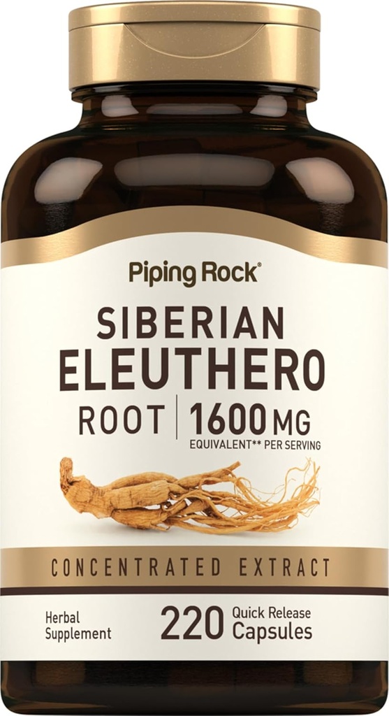 Piping Rock Siberian Eleuthero Root Capsules 1600mg $ 220 Konsentrert Herbal Extract ® Ikke-GMO, Glutenfri Supplement