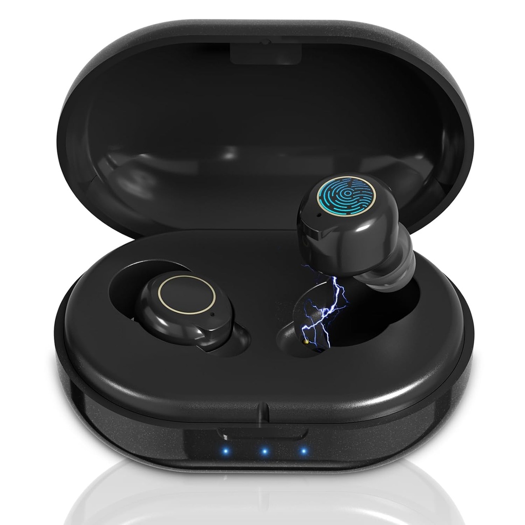 Hearing Aids for Seiors Hearing Loss, Rechargable Hearing Aid with Noise Cancellation, Hearing Amplifier Aids with Oval Charging Case, Black