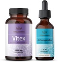 HERBAMAMA Vitex och Ashwagandha Kit - Bundle på 1000 mg Vitex Chasteberry Capsules & Ashwagandha Liquid Drops 2 fl oz - Vegan, Non-GMO, Sugar & Alkoholfri - 2 Pack