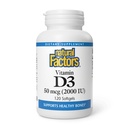 Natural Factors, Vitamin D3 2000 IU (50 mcg), Supports Strong Bones, Muscles and Immune Function, 120 Softgels