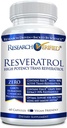Cercetare Resveratrol verificat - 98% Trans-Resveratrol 1000 mg, Suport anti-îmbătrânire - 1 flacon - 60 capsule