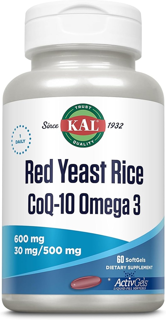 KAL Red Yest Rice COQ10 โอเมก้า 3, 60 เคานต์