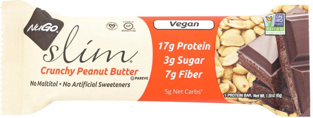 NuGo Nutrition Bar - Slim - Crunchy Peanut Smør - 1.59 Oz Bars - tilfelle av 12