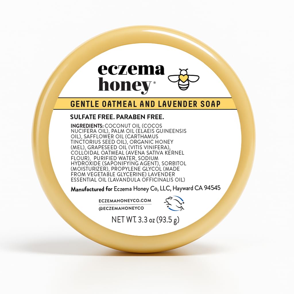 ECZEMA HONEY Gentle Oatmeal und Lavender Seife - Natürliche Eczema Körperwäsche - Tägliche sanfte Seife für trockene, juckende, empfindliche und unreitable Haut (3.3 Oz)