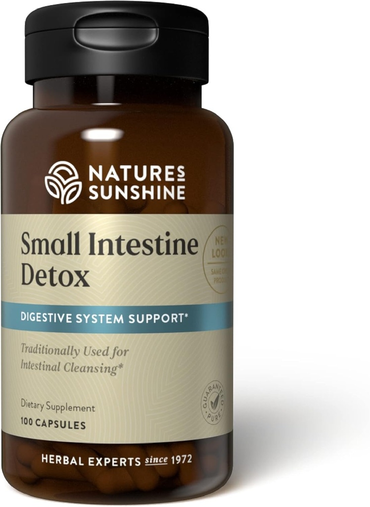 Nature 's Sunshine Small Intestine Detox, 100 Kapsle 124; Přírodní vzorec uklidňuje stravitelné tkáně a pomáhá při rozpadu proteinů