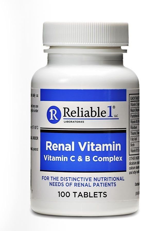 RELIABLE 1 LABORATORIES Nieren Vitamin C & B-Komplex für Männer und Frauen (100 Tabletten pro Flasche) (Einzel)
