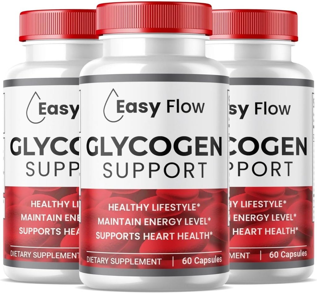 (3 Pack) Easy Flow Glycogen, EasyFlow Glycogen Support Capsules, Glyco Optimizer Formula, Natural Blood Vessel Cleaner, Premium Easy Flow Glycogen Support (180 Capsule)