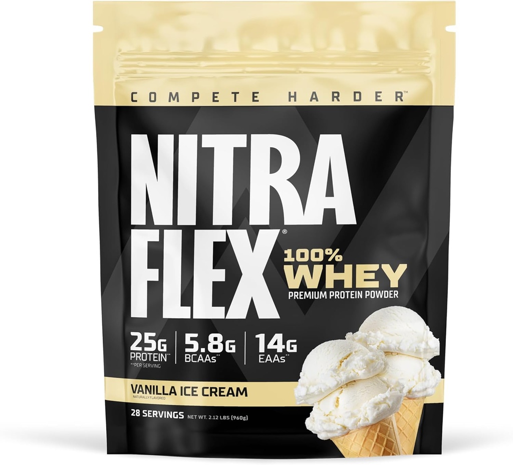 GAT SPORT Nitraflex Vanilla Whey Protein, Ladattu BCAA: n, EAA: n, miesten ja naisten Reocvery, 2 kg.
