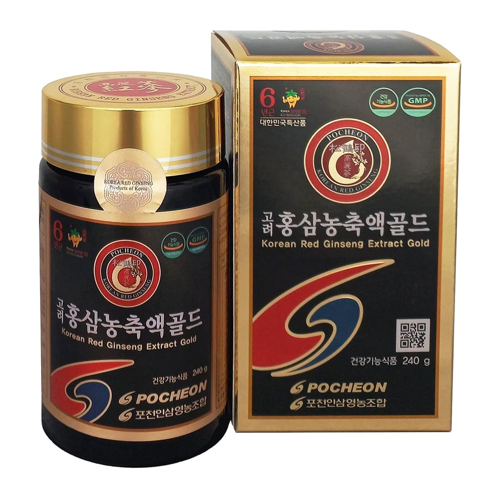 Pocheon 240g(8.5oz), 100% Pure Korean 6years Root Red Ginseng Extract Gold, High Ginsenoside, Saponin, Panax