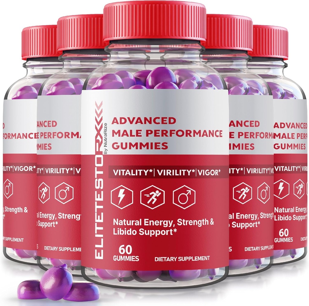 (5 Paket) Elite Testo Rx Gummies, Bütün Natural Kişi Formula, Kişi üçün Premium Supplement, Ümumi Sağlamlıq üçün EliteTesto Rx Pills, Elite TestoRx Gummy s, Official EliteTestoRx Reviews (300 Gummies)